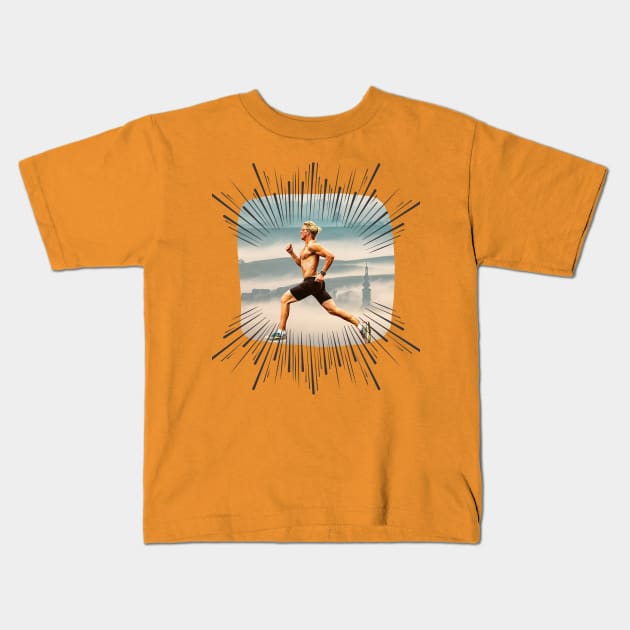 Running Action (sprinter with action marks) Kids T-Shirt by PersianFMts